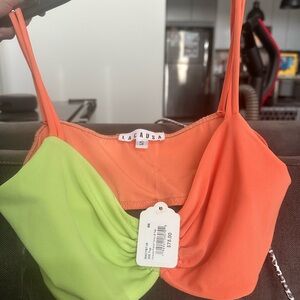 LACAUSA Orange and Green Crop Top